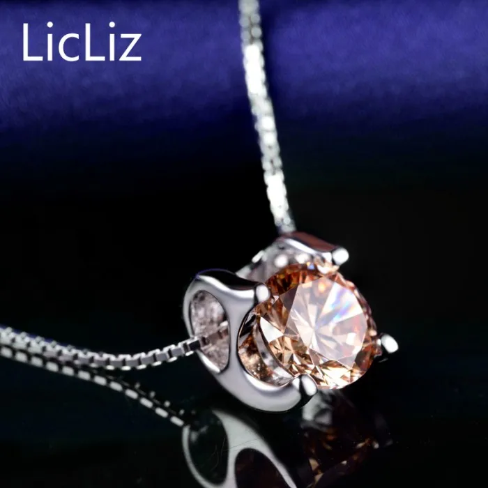 LicLiz 925 пробы серебряный пасьянс подвески для женщин белый желтый фиолетовый кубический цирконий подвески для ожерелья медальон без цепи LP0214 - Цвет камня: Yellow Zircon