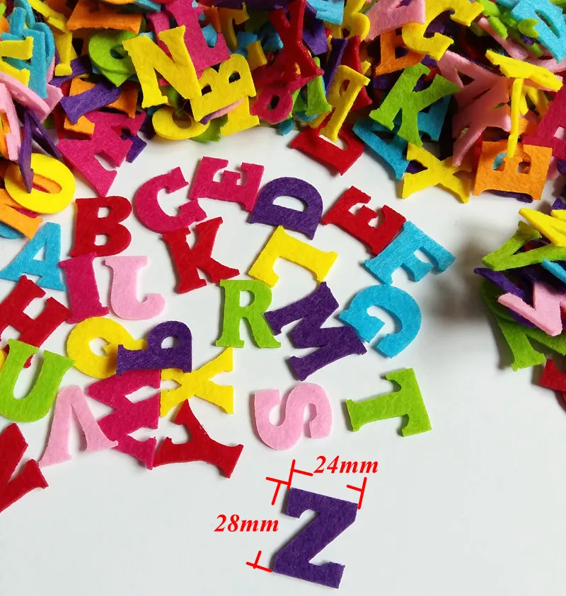 400PS случайная смесь цветов andLetter Войлок Алфавит Форма патч с аппликацией для
