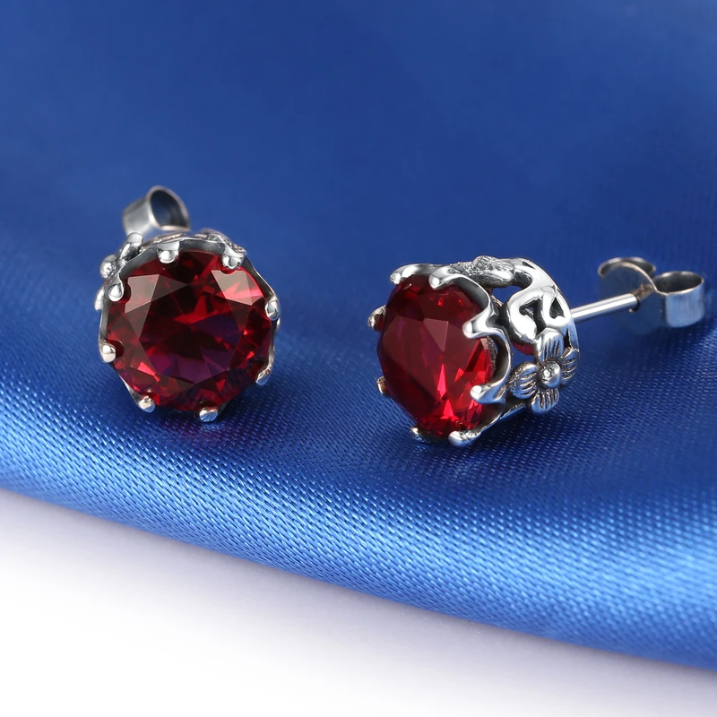 Женские серьги из серебра 925 пробы с красным Рубином карата | Украшения и