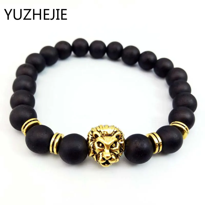 Ювелирные изделия YUZHEJIE для мужчин 2018 дюйма 8 мм лавовый камень антикварный цвет