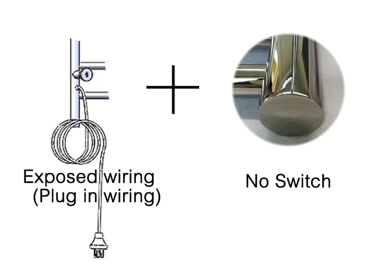 Exposed wiring Popular Style Stainless Steel 304 Towel Heater Electric Towel Warmer Rack Bathroom Towel Dryer Rail Towel HolderHZ-926 - Color: Exposed wiring