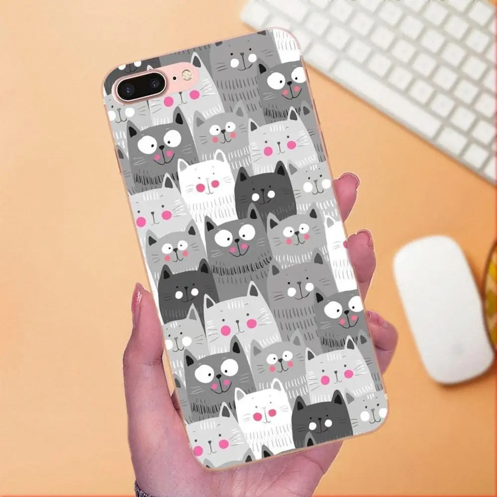 Чехол из ТПУ Kawaii Cute Cat для Huawei Honor 4C 5A 5C 5X 6 6C 6A 6X 7 7X 8 9 V8 V10 Y3II Y5II Y6II G8 P7 Play Lite | Мобильные