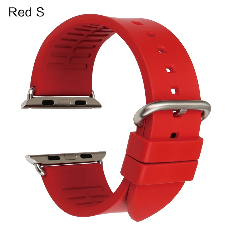 Для Apple Watch band 44 мм 40 мм серия 4 Apple iWatch ремешок 42 мм 38 мм часы-ремешки Фторуглеродные резиновые браслеты - Цвет ремешка: Roes Red S