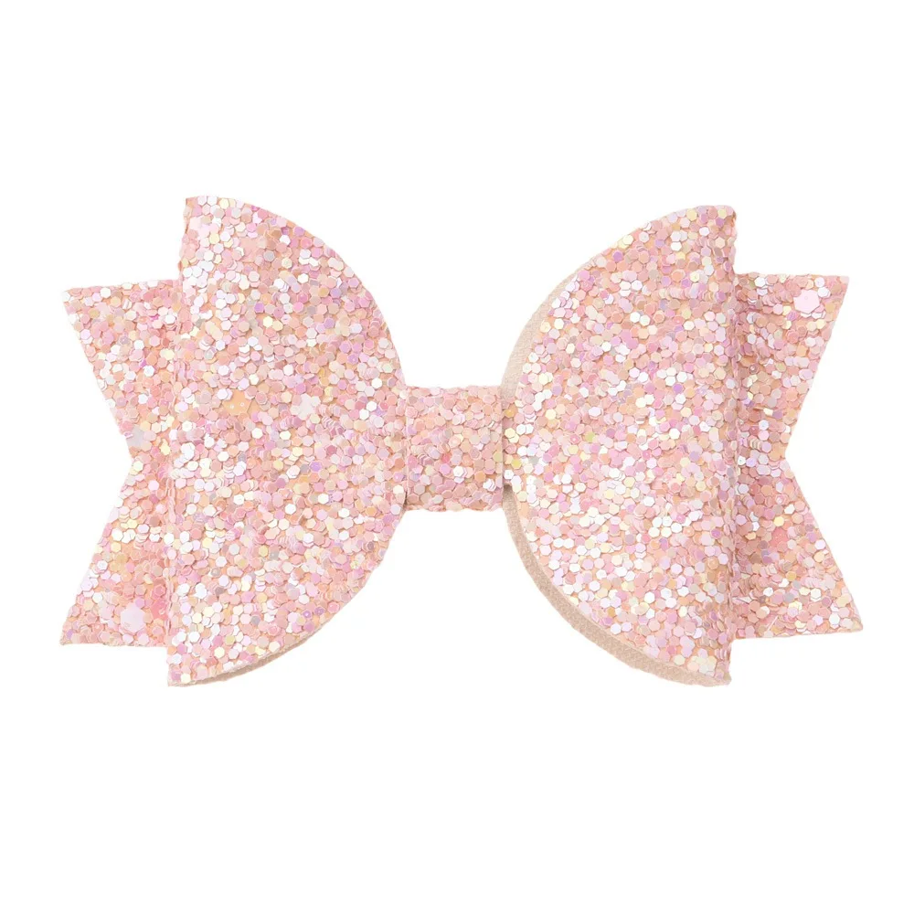 Peach 54 шт 5 см* 8 см Блестящий бант банты из бутика, модные аксессуары для волос Sequion повязки для волос с цветком аксессуар - Цвет: Peach