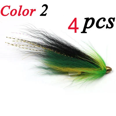 color 2 4pcs ICERIO 4 шт. Conehead трубки Fly стример мокрых мух форель рыбалка приманка для ловли приманки - Цвет: color 2 4pcs