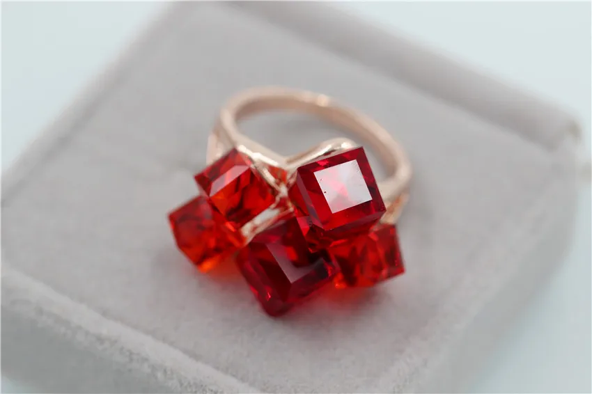 Uloveido, распродажа, подарки на год, розовое золото, цвет, ювелирные изделия для женщин, кристалл, квадратный камень, панк кольца для женщин, Anillos GR123