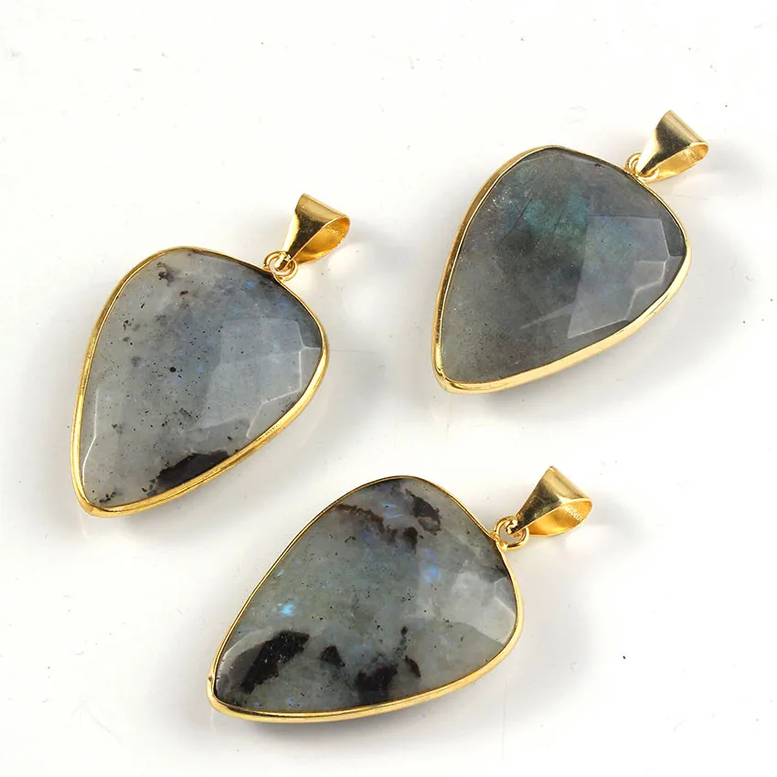 Крафт бусины светло желтого золота Лабрадорит каменная секция многоугольная