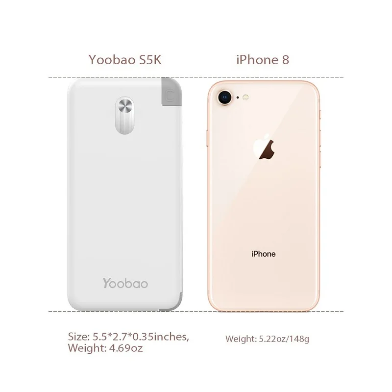 Yoobao S5K 5000mAh Встроенный кабель Внешний аккумулятор ультра тонкий портативный аккумулятор для мобильного телефона samsung