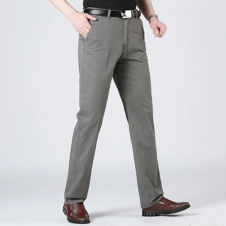Мужские повседневные брюки из 100% хлопка однотонные большие размеры 40 весна осень