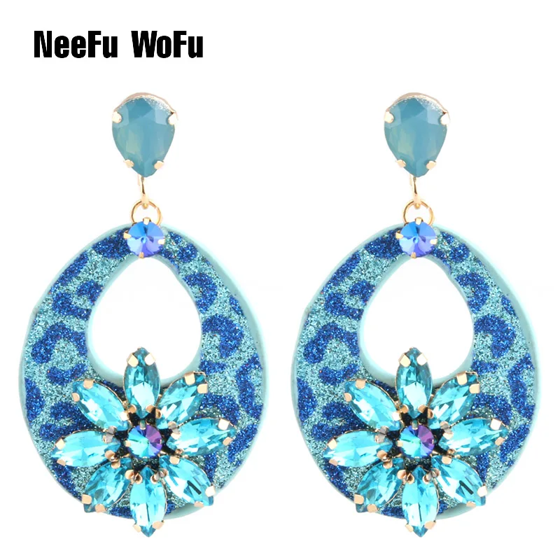 Серьги NeeFu WoFu в форме капли воды кожаные серьги с кристаллами большие длинные