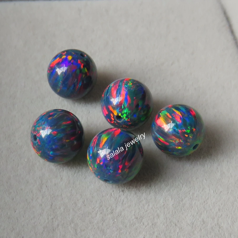 30 шт./лот OP33 черные опаловые 8 мм круглые бусины с полным просверленным