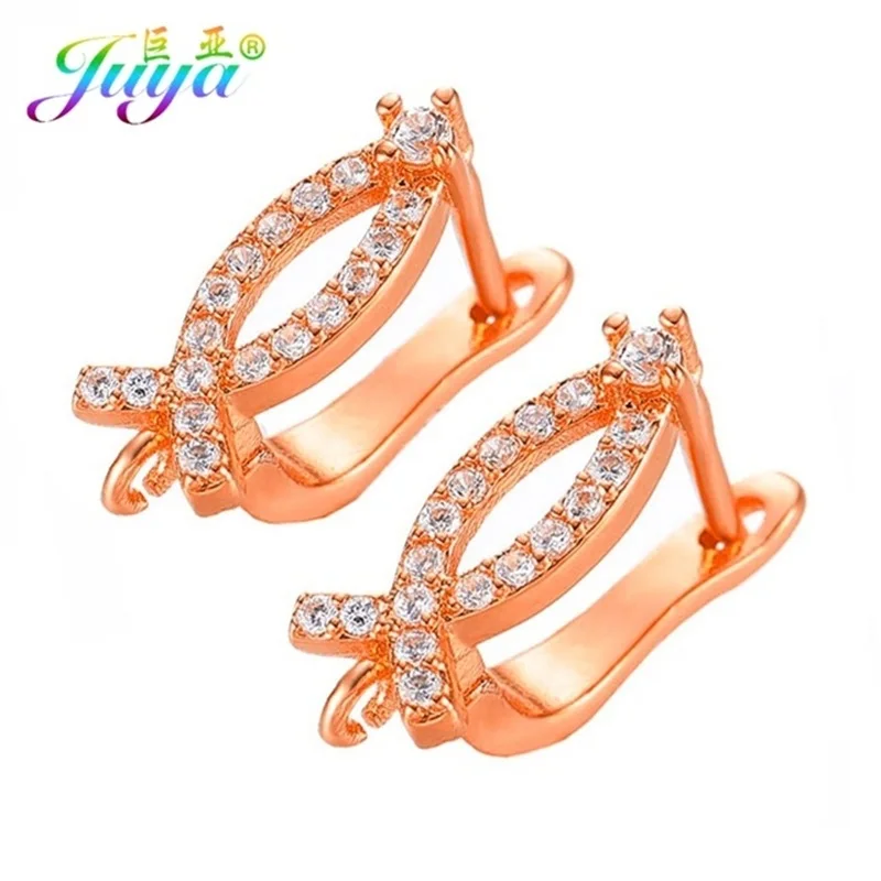 Rose Gold Juya DIY Errings компоненты поставки креативный крепеж основа Серьги Крючки Аксессуары для Модные серьги ювелирных изделий - Цвет: Rose Gold