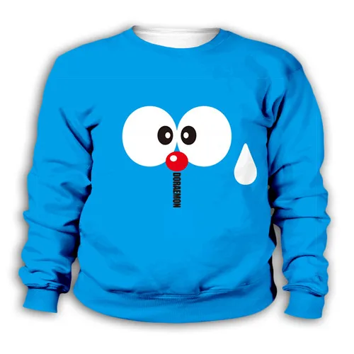 Kids sweatshirts Детские синие толстовки с капюшоном и 3D-принтом «Nobita Nobi kawaii Doraemon» модная толстовка с капюшоном для маленьких мальчиков и девочек, комплект уличной одежды, пуловер - Color: Kids sweatshirts