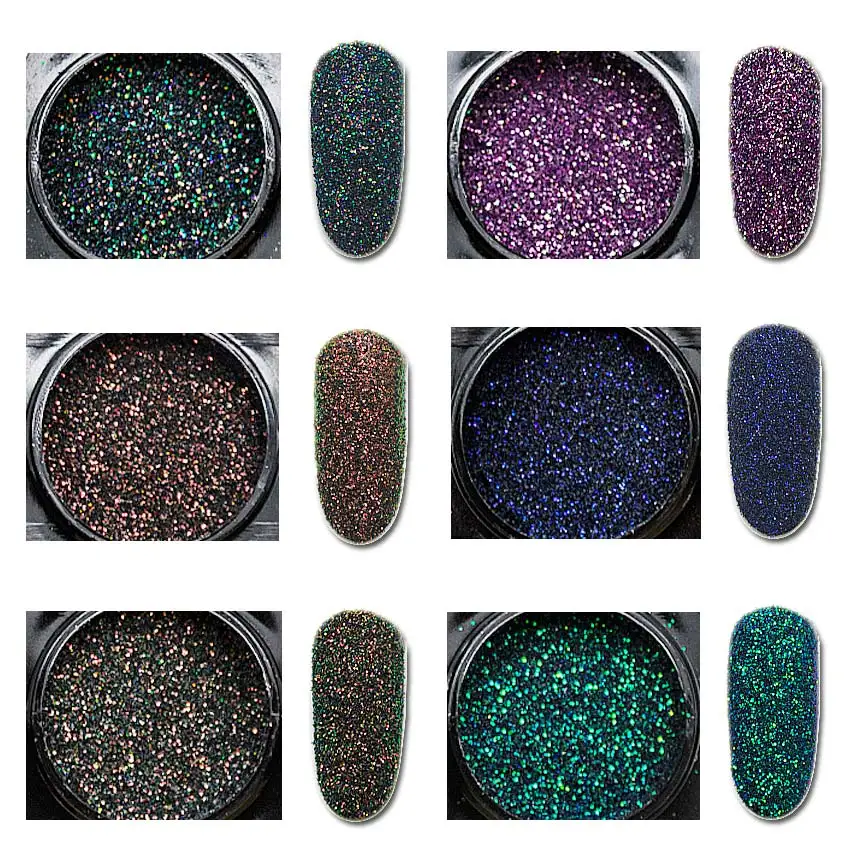 1 Набор красочных голографических пудр для ногтей блестящие лазерные украшения
