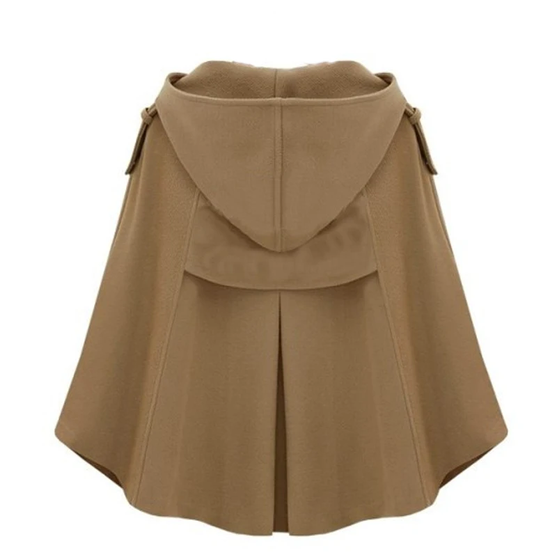 

Bella Philosophy Autunm Winter Hooded Single Breasted Women Coat Solid Wool A-Line Capes Coat Elegant Outerwear Office Jacket