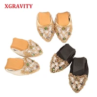 xgravity hot crystal flats ballet butterfly shoes rhinestone women designed girl flower pointed toe silver shoes loafers c001