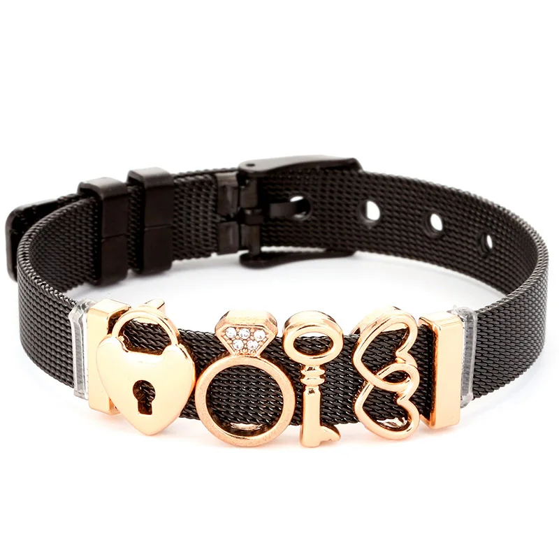 Модные новые черные сетчатые браслеты TOGORY из нержавеющей стали для женщин тонкие