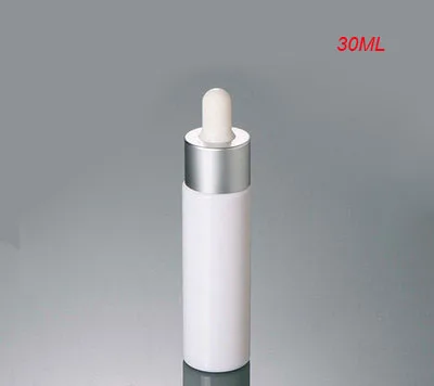 

100PCS 30ml white essential oil dropper bottle with matt sliver and white lid ,30 ml plastic dropper bottle for essential oil