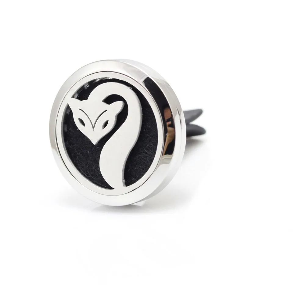 

30mm Stainless Steel Lovely Fox Jewelry Locket Car Vent Clip Car Diffuser