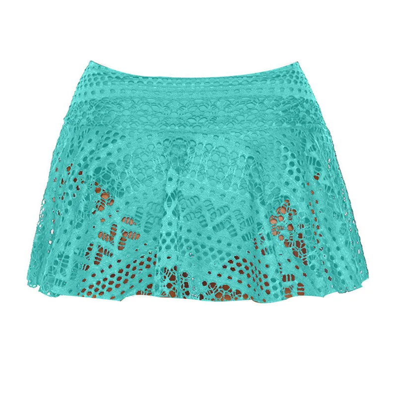 Green-with Underwear Летняя женская кружевная вязаная юбка бикини, купальник, женская одежда для плавания,, средняя талия, короткая юбка для плавания, Новая мода - Цвет: Green-with Underwear