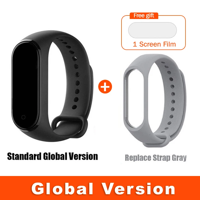 Глобальная версия опционально Xiaomi Mi Band 4 умный Браслет Пульс фитнес 135 мАч цветной экран Bluetooth 5,0 водонепроницаемый - Цвет: Global Grey Strap