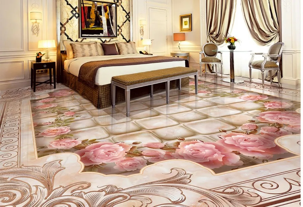 Custom Photo Floor 3D Wallpaper Modern Art 3d Marble Flower PVC waterproof floor | Обустройство дома