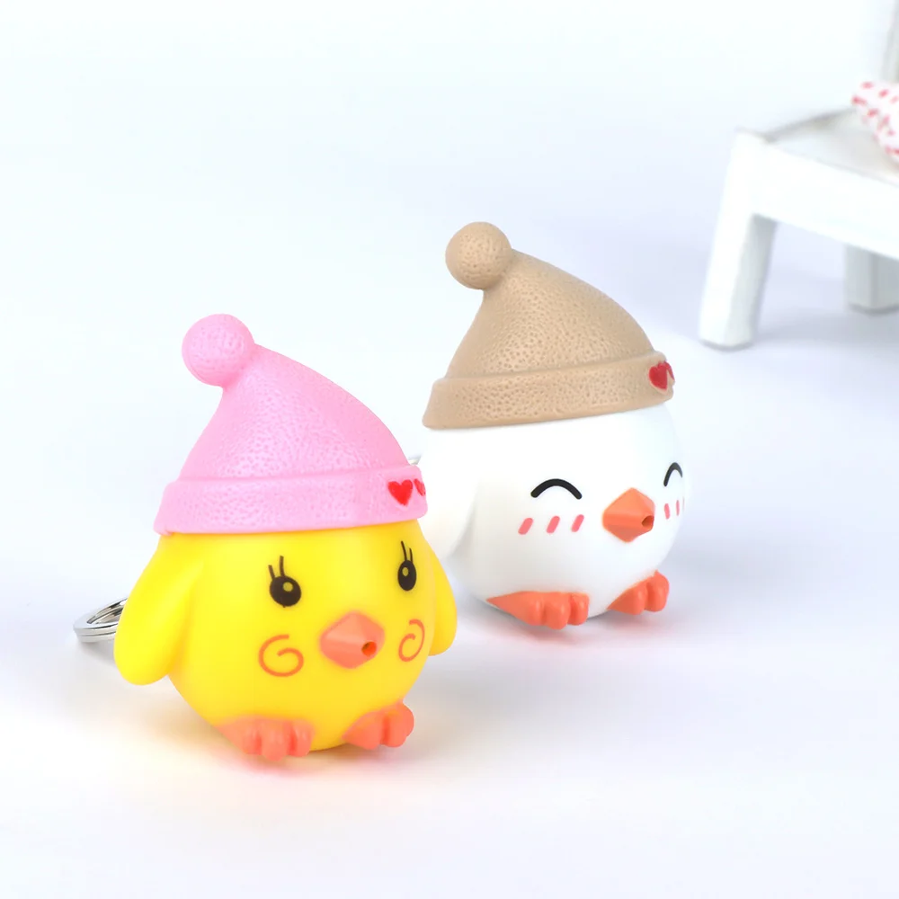 Kawaii курица форма LED светящийся Брелок Талисман кулон брелок для ключей Мини