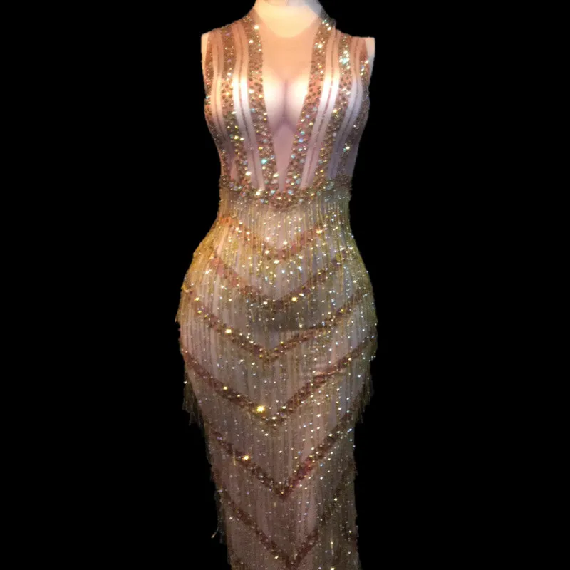 Женское сексуальное сценическое платье длинные блестящие платья с золотой