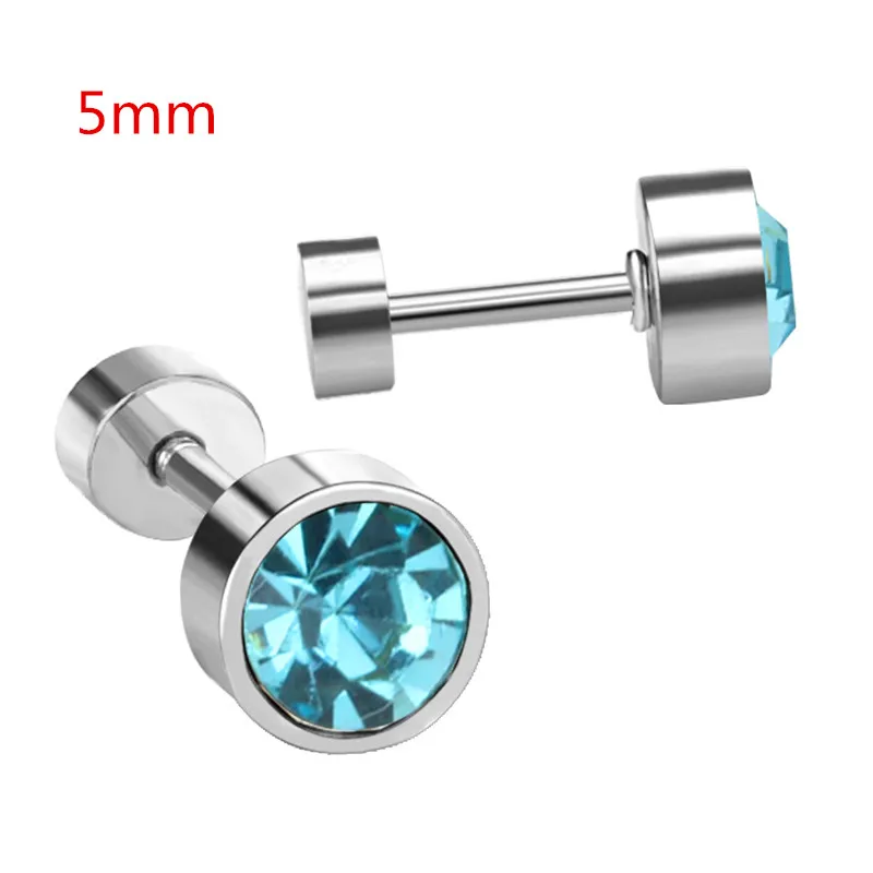 5mm silver blue Роскошные Синие/красные/белые/розовые круглые серьги-гвоздики с кубическим цирконием ААА для чувствительных ушей,, вечерние серьги для девушек/подарок - Окраска металла: 5mm silver blue