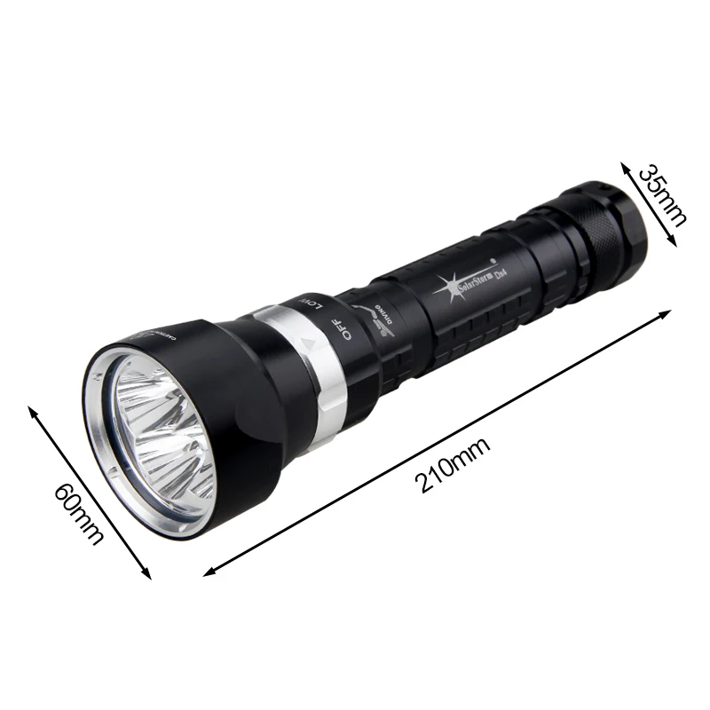 

SolarStorm White Light 2000 Lumens Diving Flashlight Tactical 18650 Torch Underwater 100M Waterproof