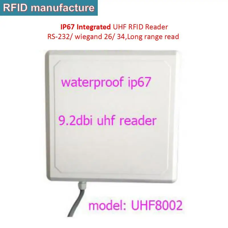 

1-7M long range RFID UHF integrated reader WG26/34 RS232 EPC GEN2 rfid 902~928MH build in 9.2dBi antenna used parking solution