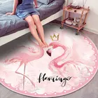 Милый круглый коврик с Фламинго розовый мягкий коврик для спальни гостиной