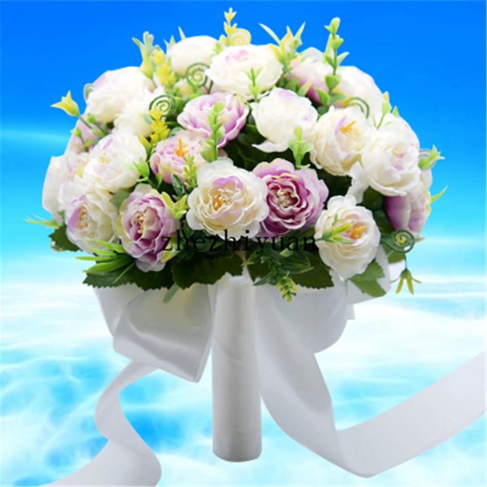 

Букет Свадебный из искусственных роз, атласные розы, свадебные букеты для невесты, свадебные цветы в рустикальном стиле
