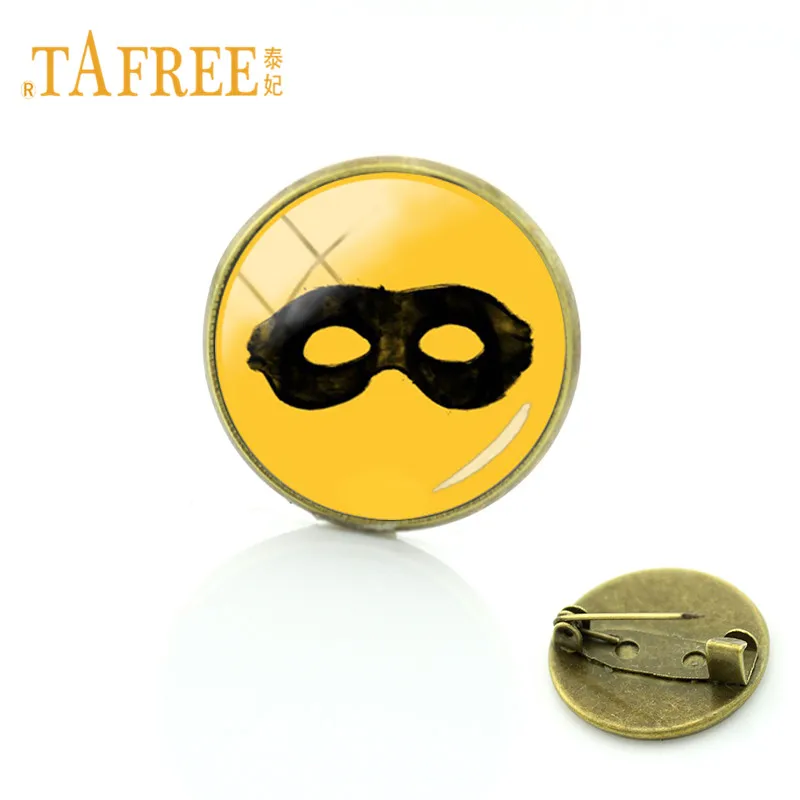 Винтажные Броши TAFREE для маскарада маски значок 20 мм стеклянные металлические