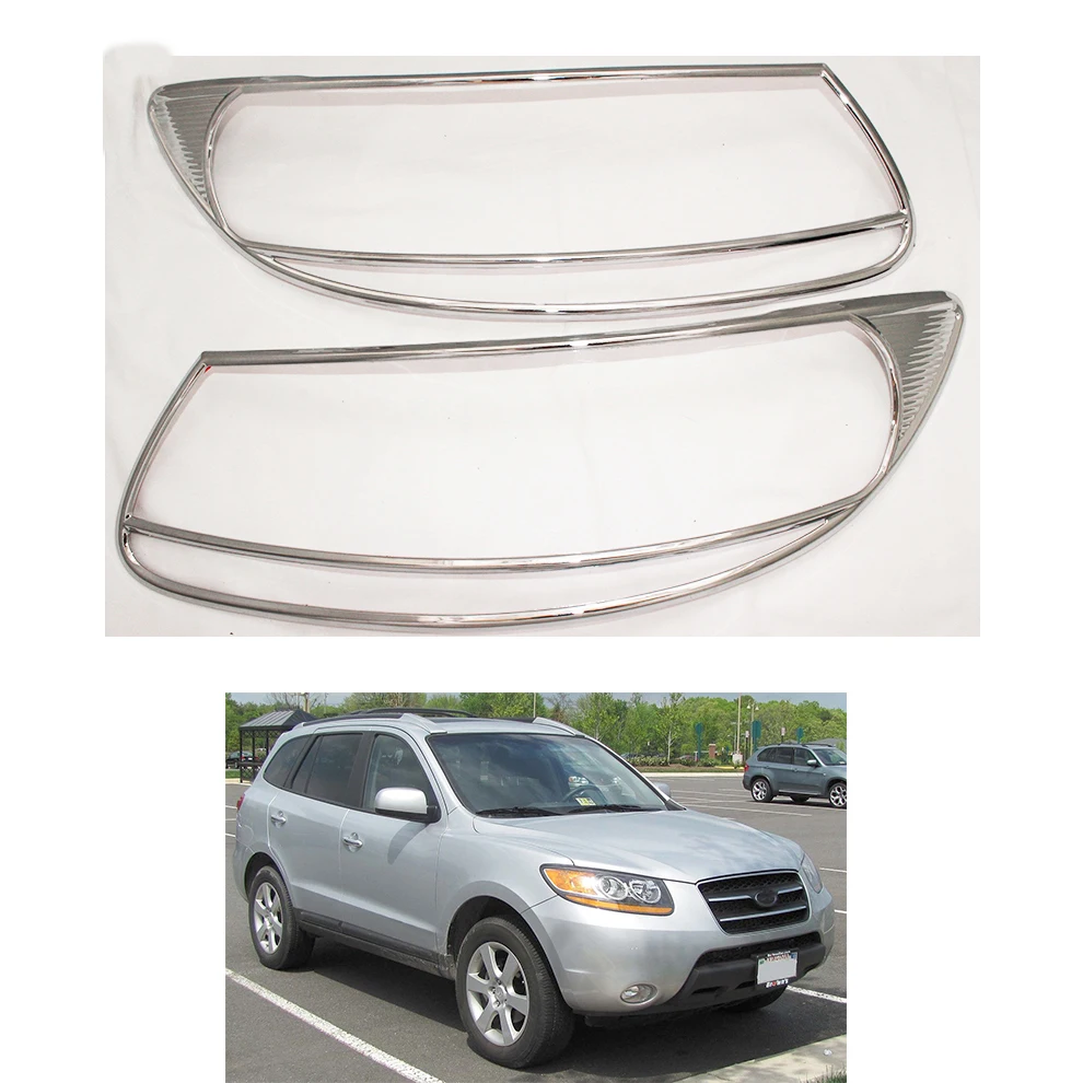 2 шт. хромированные накладки на автомобильные фары для Hyundai Santa Fe 2009 2010 2011 2012 |