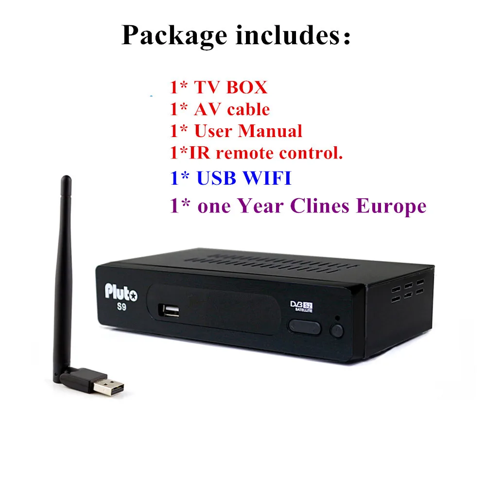 Спутниковый ресивер DVB-S2 1 год Европа C-line сервер Cccam 7 линия Full HD 1080P с USB wifi Испания Португалия Арабский ТВ коробка - Цвет: DVB Wifi Cccam