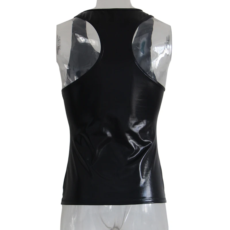 New Sexy Latex Male Underwear Lingerie Tank Top And G String Plus Size 2XL High Quality Gay Men Thong Vinyl Panties |