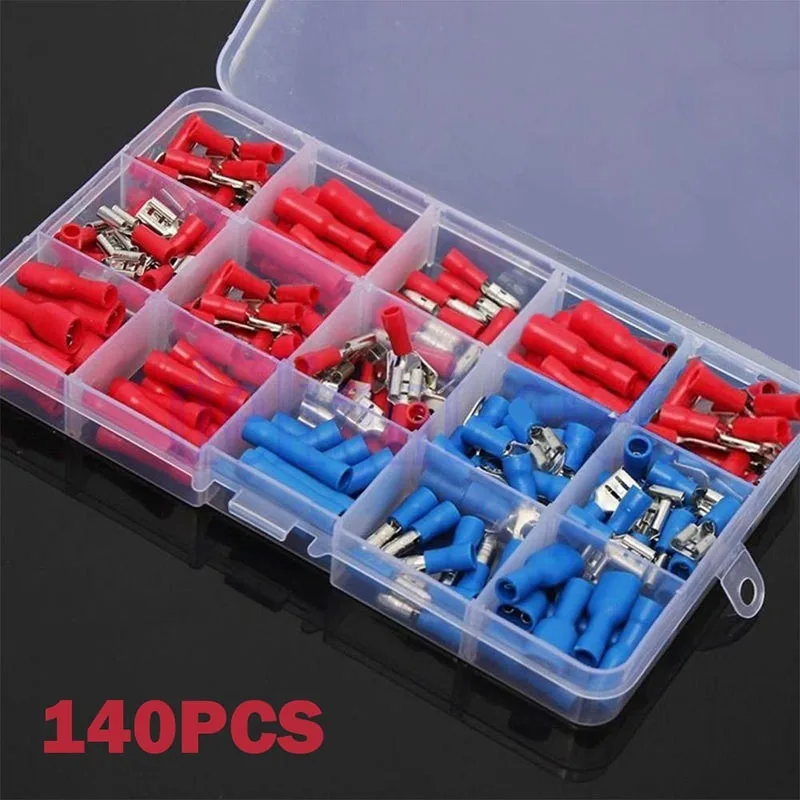 140 Pcs 120/140/200 шт влблр компонент Смешанные Ассорти наконечник Комплект изоляцией Лопата Разъем провода обжимной терминал Лопата набор колец - Цвет: 140 Pcs