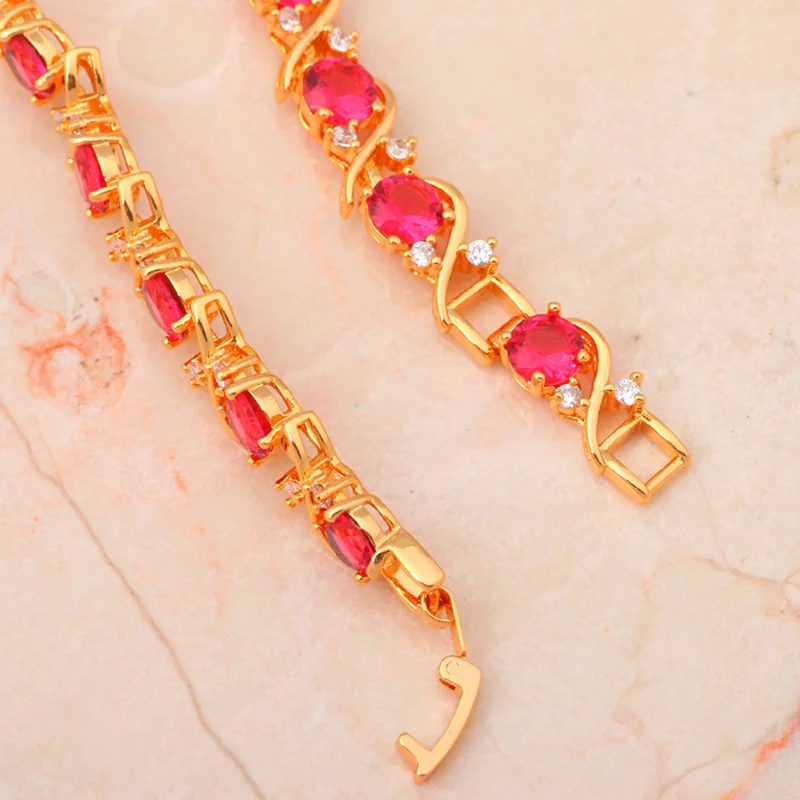 CZ Jewelry Lowest price K yellow Gold Tone Rose Crystal Inlay Charm Bracelets for women Wedding fashion jewelry TB673 | Украшения и