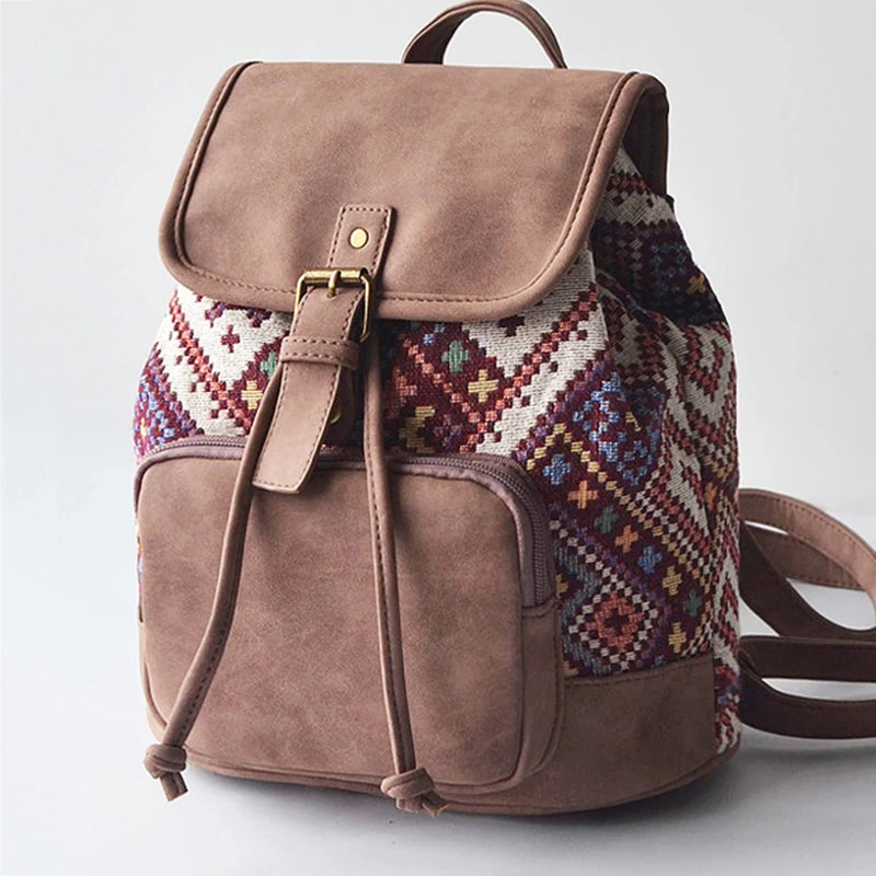 Национальный женский рюкзак Mochila Fashion Ruckssack для девочек винтажный через плечо