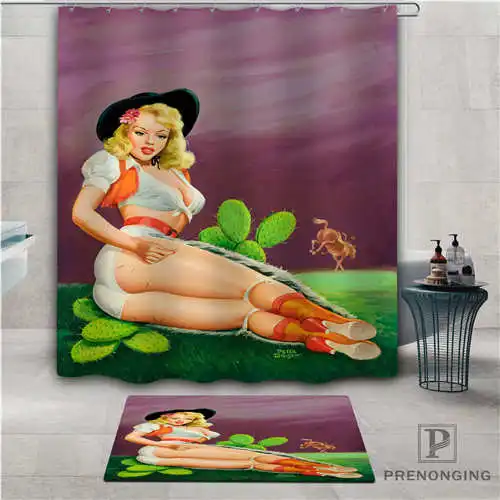 На заказ pin up girl (1) Водонепроницаемая занавеска для душа коврик дома ванной