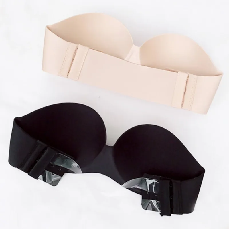 Strapless Bras Invisible Push Up Bra Formal Dress Wedding/Evening Sticky Back Closure One-Piece Brassiere Half Cup Plunge | Женская