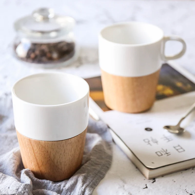 Японский стиль деревянные керамические кружки креативная домашняя молочная
