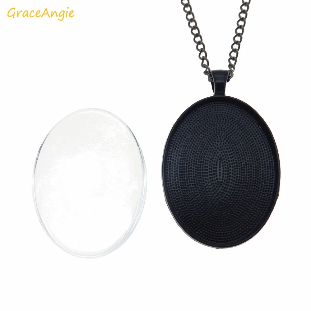 GraceAngie 1 комплект сплав Gunblack ожерелье под античную бронзу очарование лоток рамка