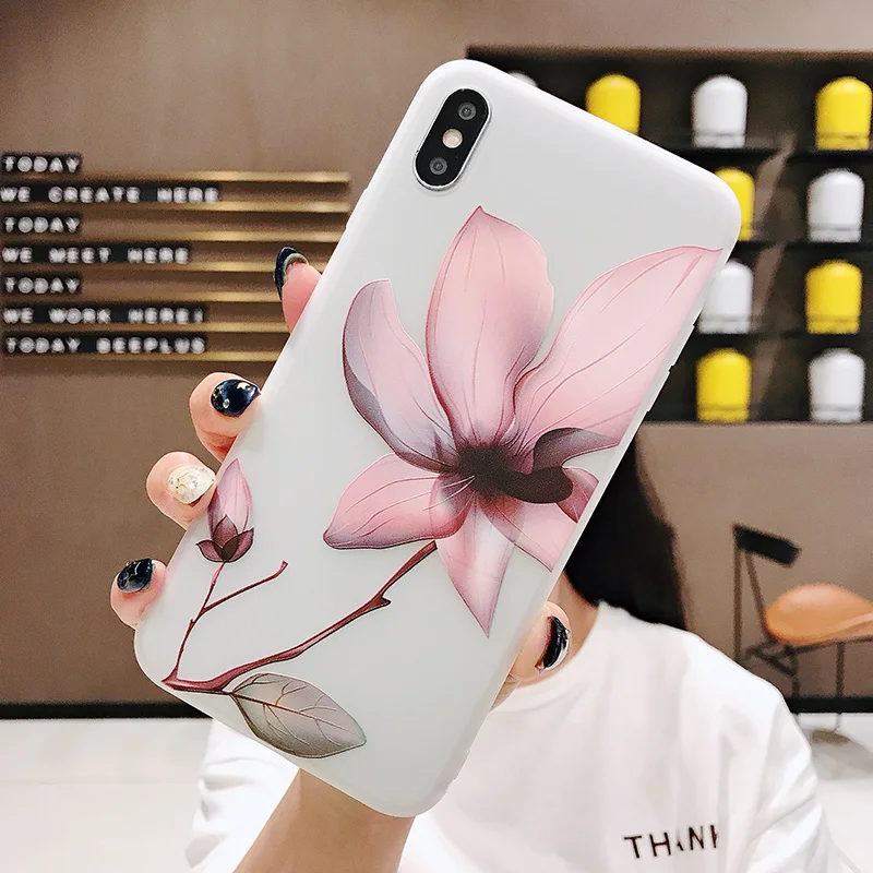 Новый Модный милый чехол с цветами для iphone 6 6s 7 8 Plus X XR XS MAX задняя крышка Ip 6plus 7plus