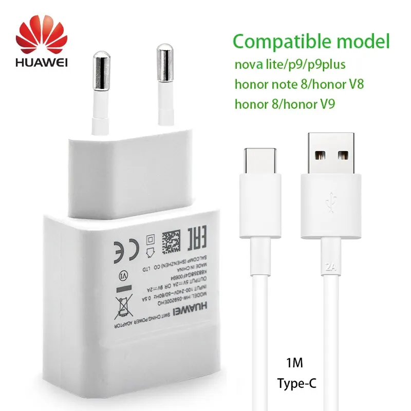 Оригинальное быстрое зарядное устройство Huawei 9 в 2 а Honor note 8 V8 V9 P9 Plus Nova 2s 3e дорожный