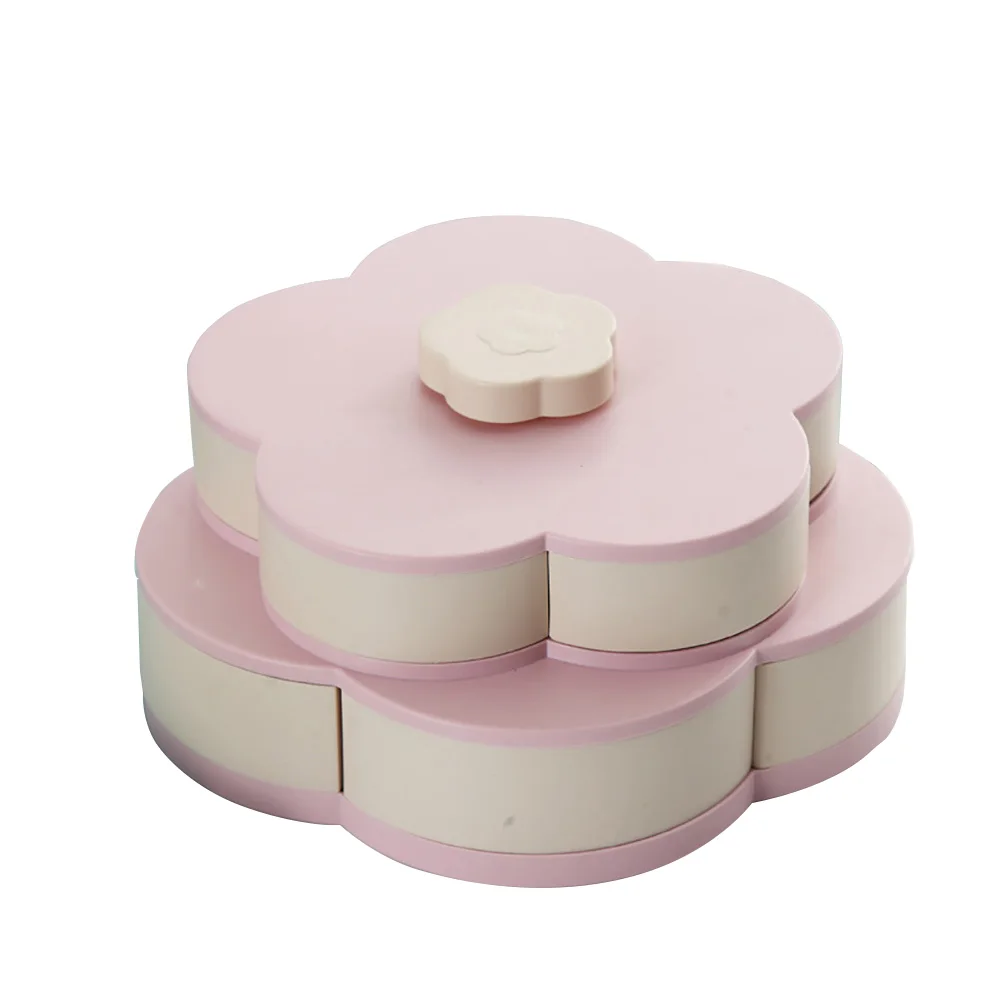 Party Jewelry Plate Organizer Double-deck Container Wedding Rotary Flower Shape Candy Box Snack Home Food Fruit Storage | Дом и сад