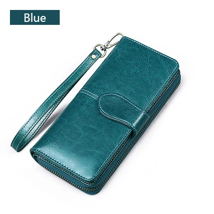 blue Качественный клатч модный кошелек спилок кожаный кошелек женский длинный кошелек женский кошелек на молнии ремень портмоне для iPhone 7 Plus - Цвет: blue