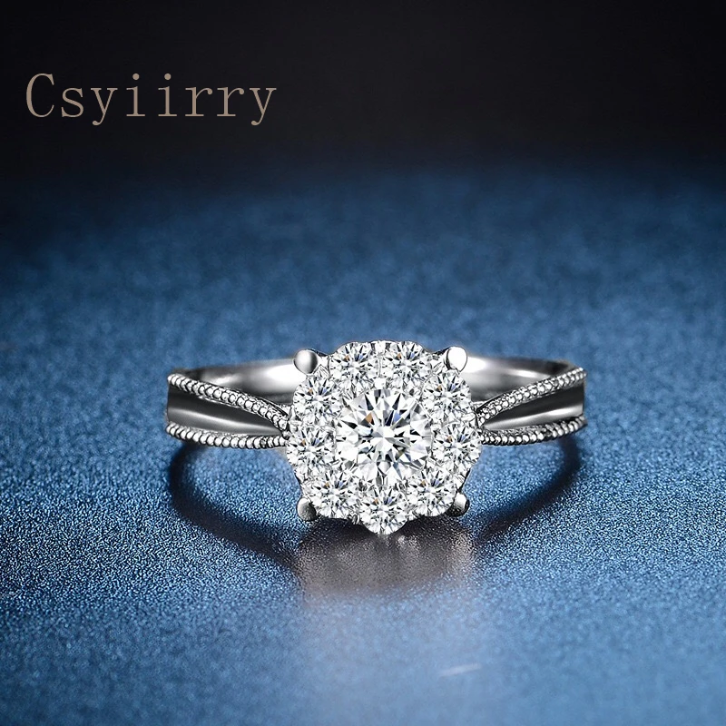 Csyiirry Super Flash Engagement Ring Round 4 Claws Set Rhinestones 1 Carat Female Courtship Preferred High Jewelry Fashion | Украшения и