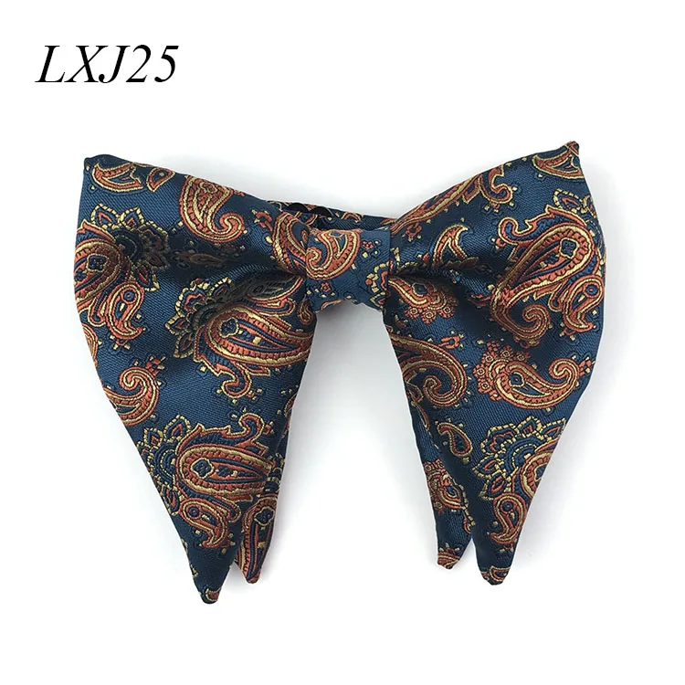 Bowtie LXJ25 Уникальный полиэстеровый Свадебный галстук-бабочка для жениха с узором пейсли, двухслойный большой галстук-бабочка для мужчин, вечерние - Цвет: Bowtie LXJ25